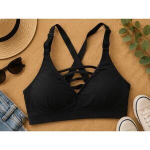 Victoria's Secret Women's Strappy Wireless Bralette Sports Bra Black Size 34B